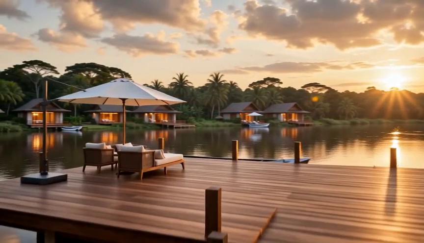 Carolina villas reflected in calm water
